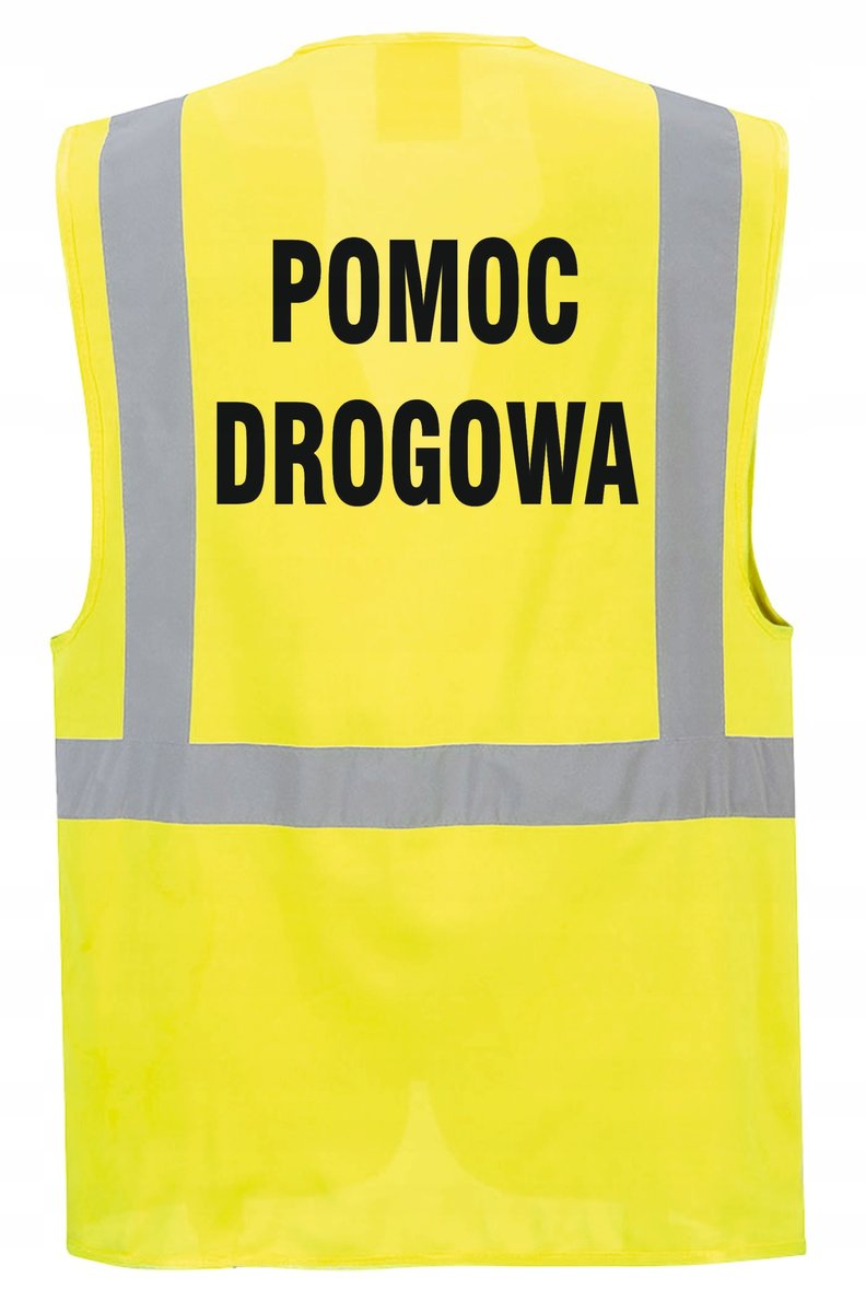 Kamizelka odblaskowa POMOC DROGOWA - kieszenie, nadruk, rozmiar S