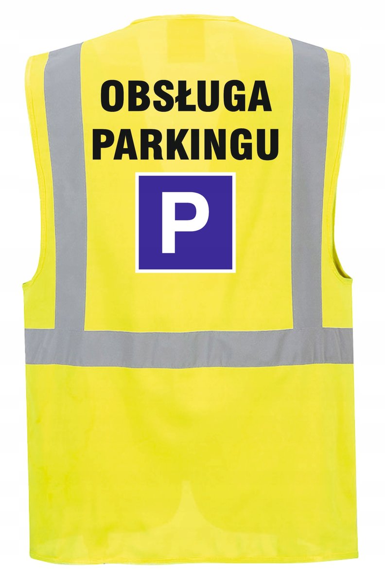 Kamizelka odblaskowa OBSŁUGA PARKINGU - kieszenie, nadruk, rozmiar XXXL