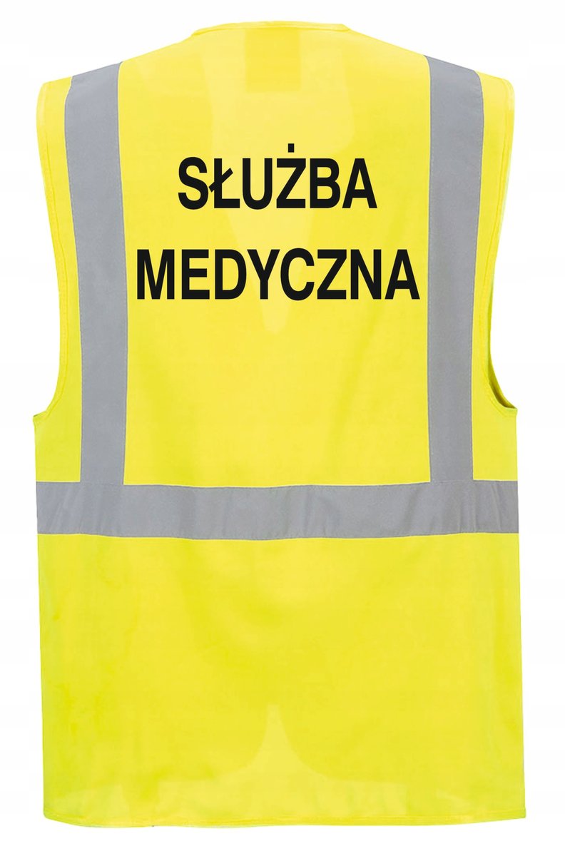 Kamizelka odblaskowa SŁUŻBA MEDYCZNA - kieszenie, nadruk, rozmiar S