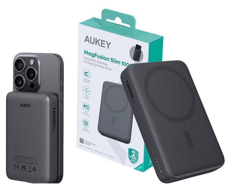 Aukey PB-MS04 Gray Qi2 PowerBank 10000mAh 20W MagSafe PD