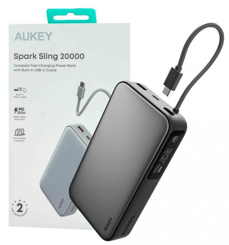 Aukey PB-Y48 PowerBank 20000mAh 130W 4xUSB LED PPS kabel USB-C