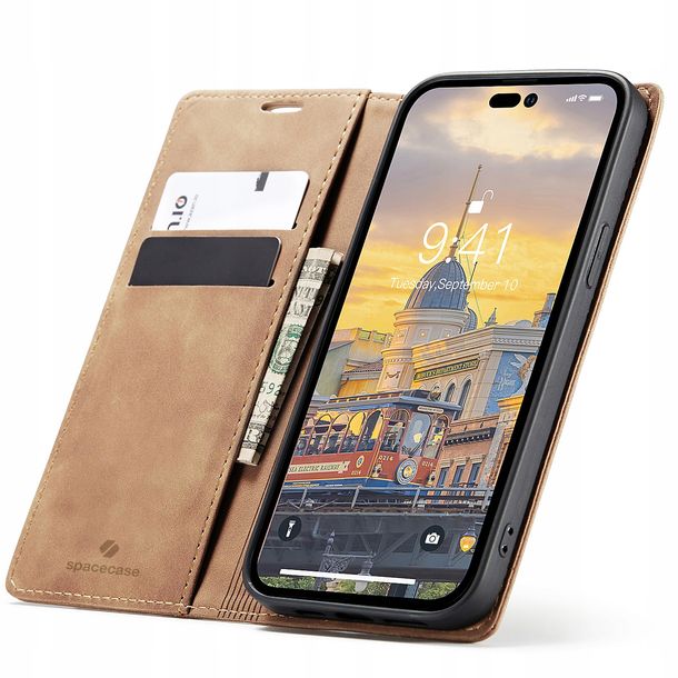 Eleganckie etui z klapką portfel kieszonka pokrowiec case do iPhone 14 Pro