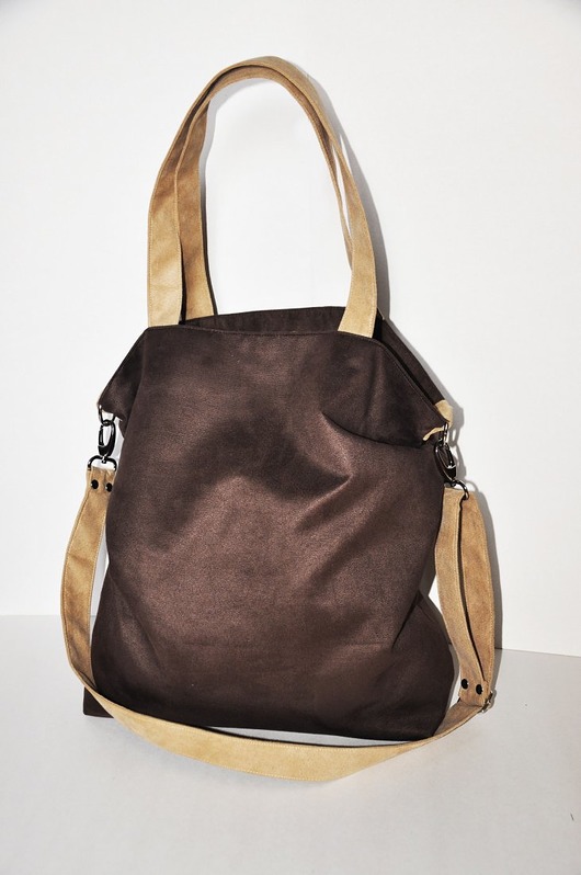 TORBA HOBO XXL - czekoladowy, beż
