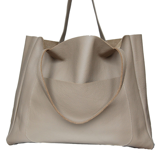 Duża skórzana torba damska z kieszenią na ramię