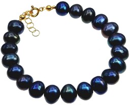 Naturalne Perły Pawie Piękna Bransoletka Złote Srebro