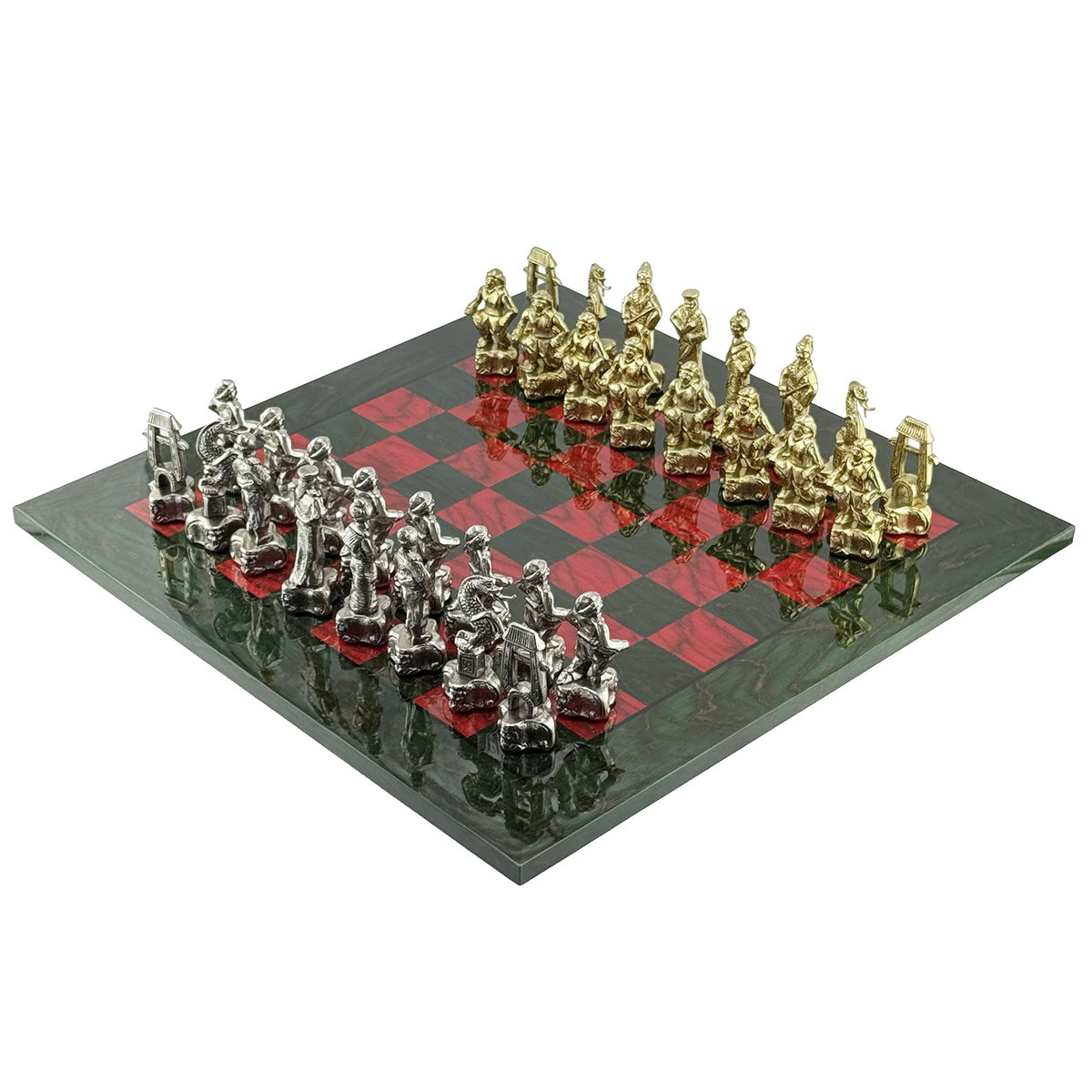 Italfama Premium Zestaw Szachowy Samurai Metal z Szachownicą Wrzos Klon 51x51cm Pola 5cm