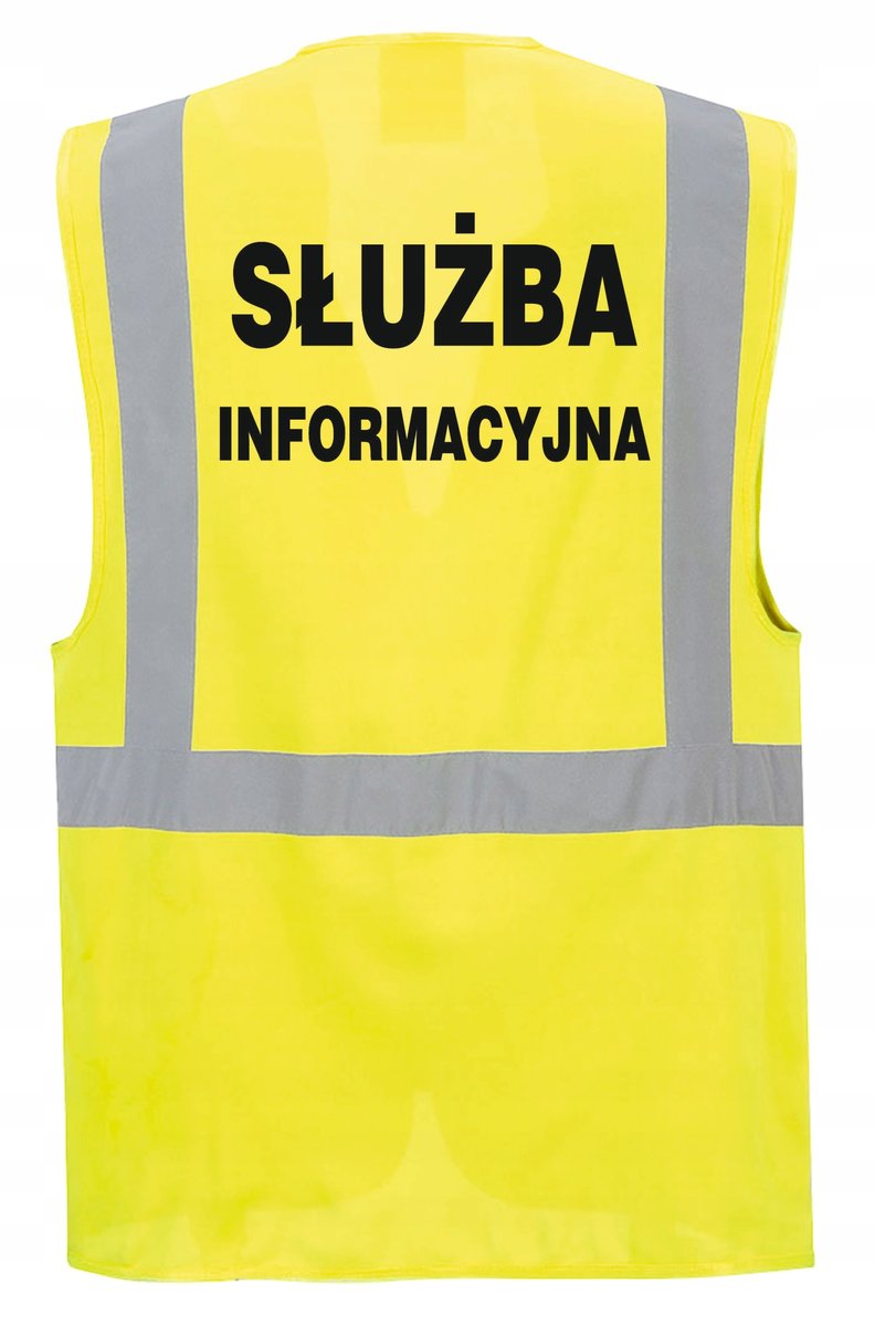 Kamizelka odblaskowa SŁUŻBA INFORMACYJNA - kieszenie, nadruk, rozmiar XXXL