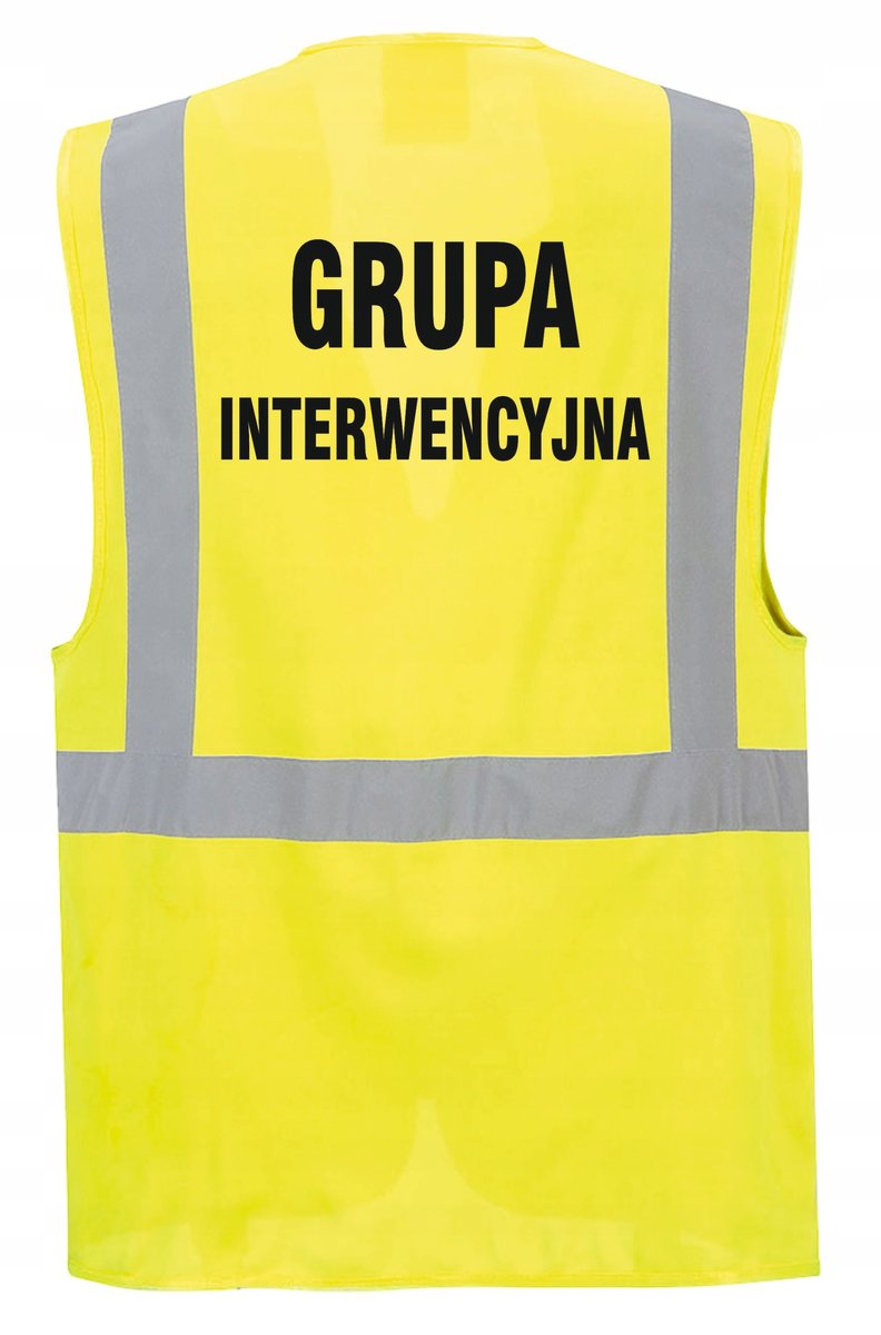 Kamizelka odblaskowa GRUPA INTERWENCYJNA - kieszenie, nadruk, rozmiar L