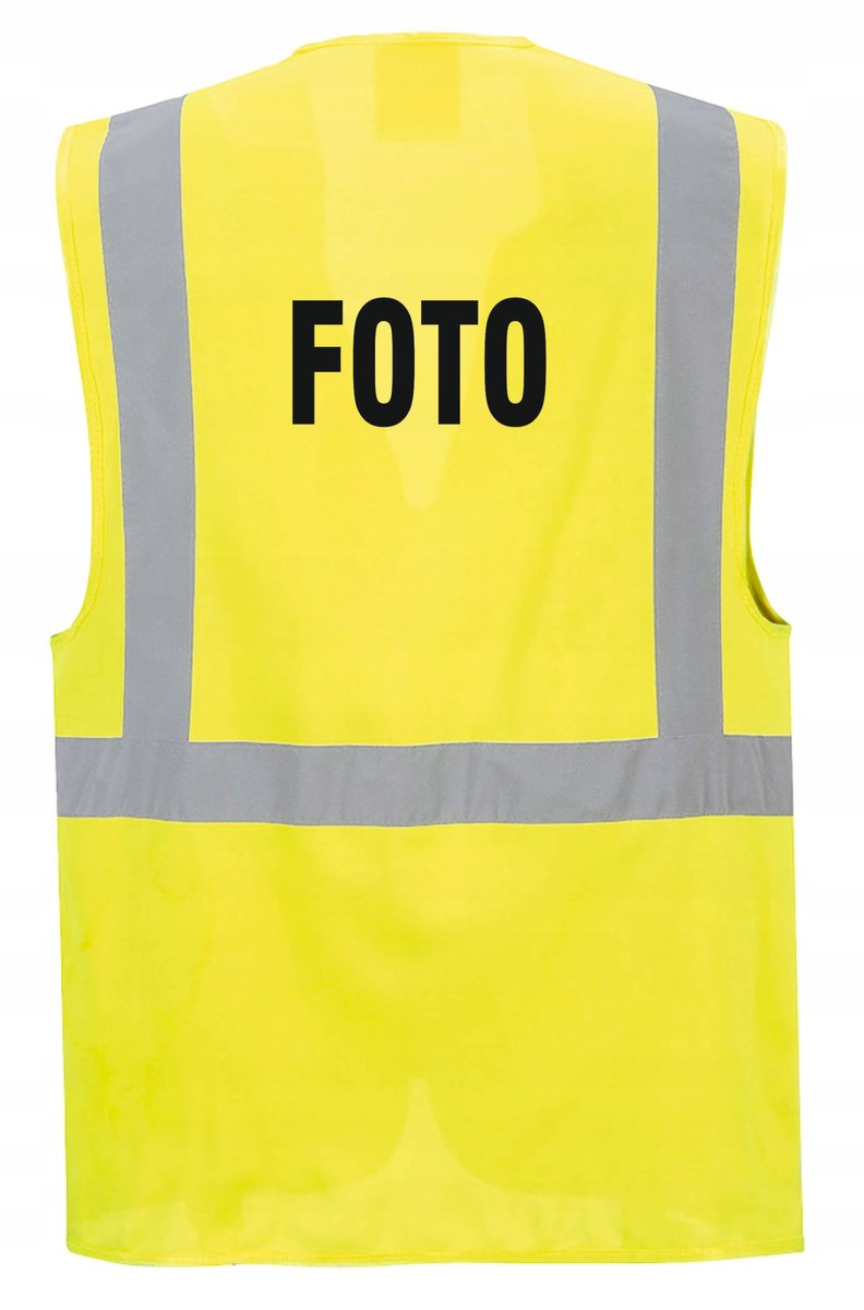 Kamizelka odblaskowa FOTO - kieszenie, nadruk, rozmiar XXXL