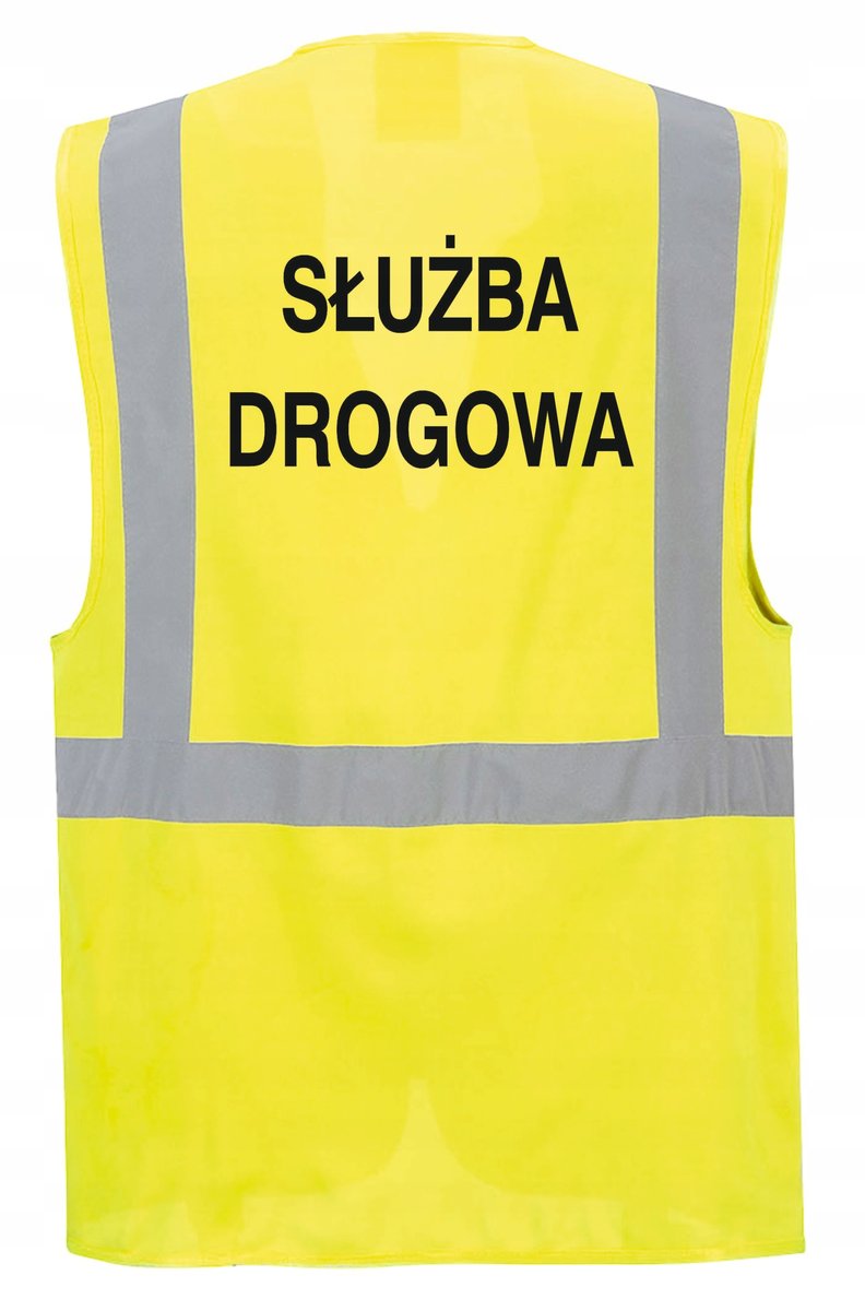 Kamizelka odblaskowa SŁUŻBA DROGOWA - kieszenie, nadruk, rozmiar XL