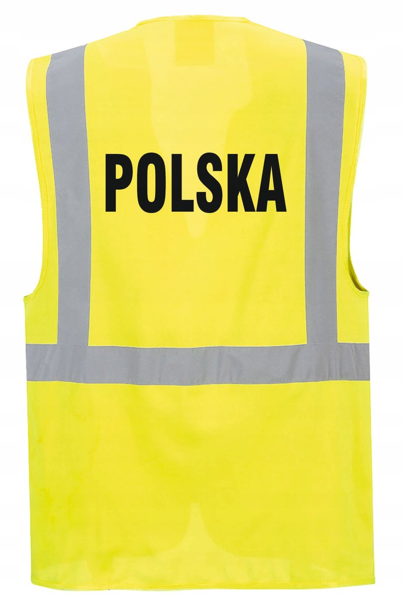 Kamizelka odblaskowa POLSKA - kieszenie, nadruk, rozmiar M