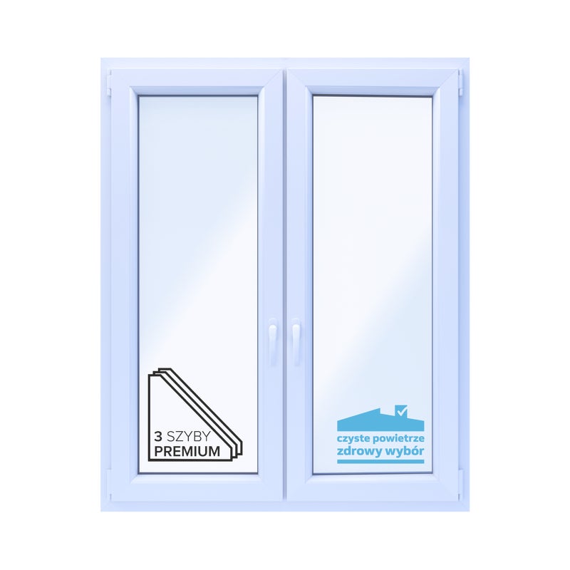 Okno PCV 3-szybowe fasadowe O33S białe 1165x1435 otwierane do wewnątrz lewe TROCAL 76MD Witraż