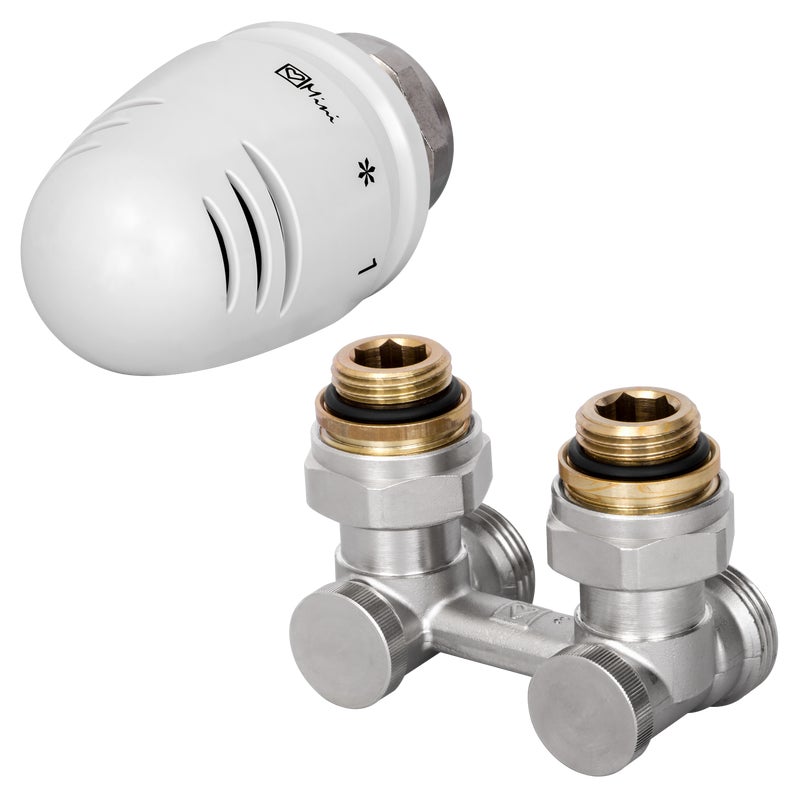 Zestaw termostatyczny KĄTOWY dolny z nyplami 1/2