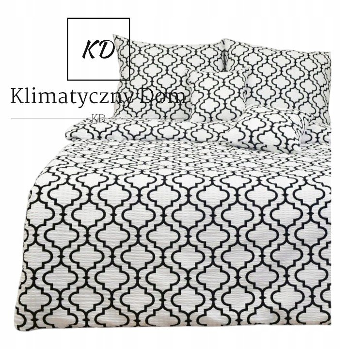 Komplet pościeli bawełna 200x220 biało-czarna
