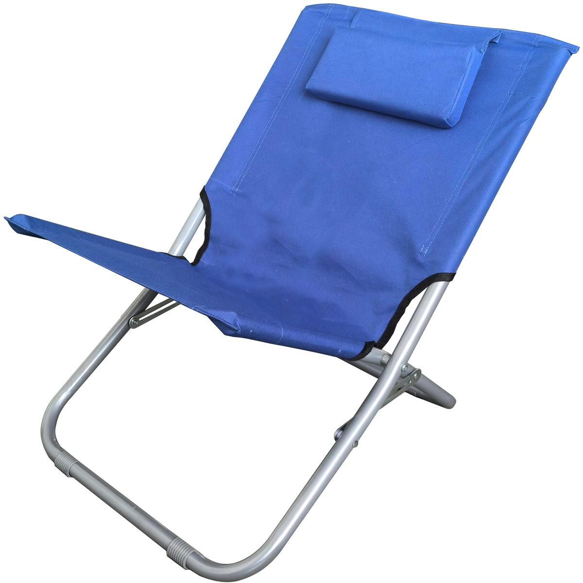 ENERO CAMP LEŻAK PLAŻOWY SKŁADANY Z ZAGŁÓWKIEM 47X61X37- 58CM GRANATOWY