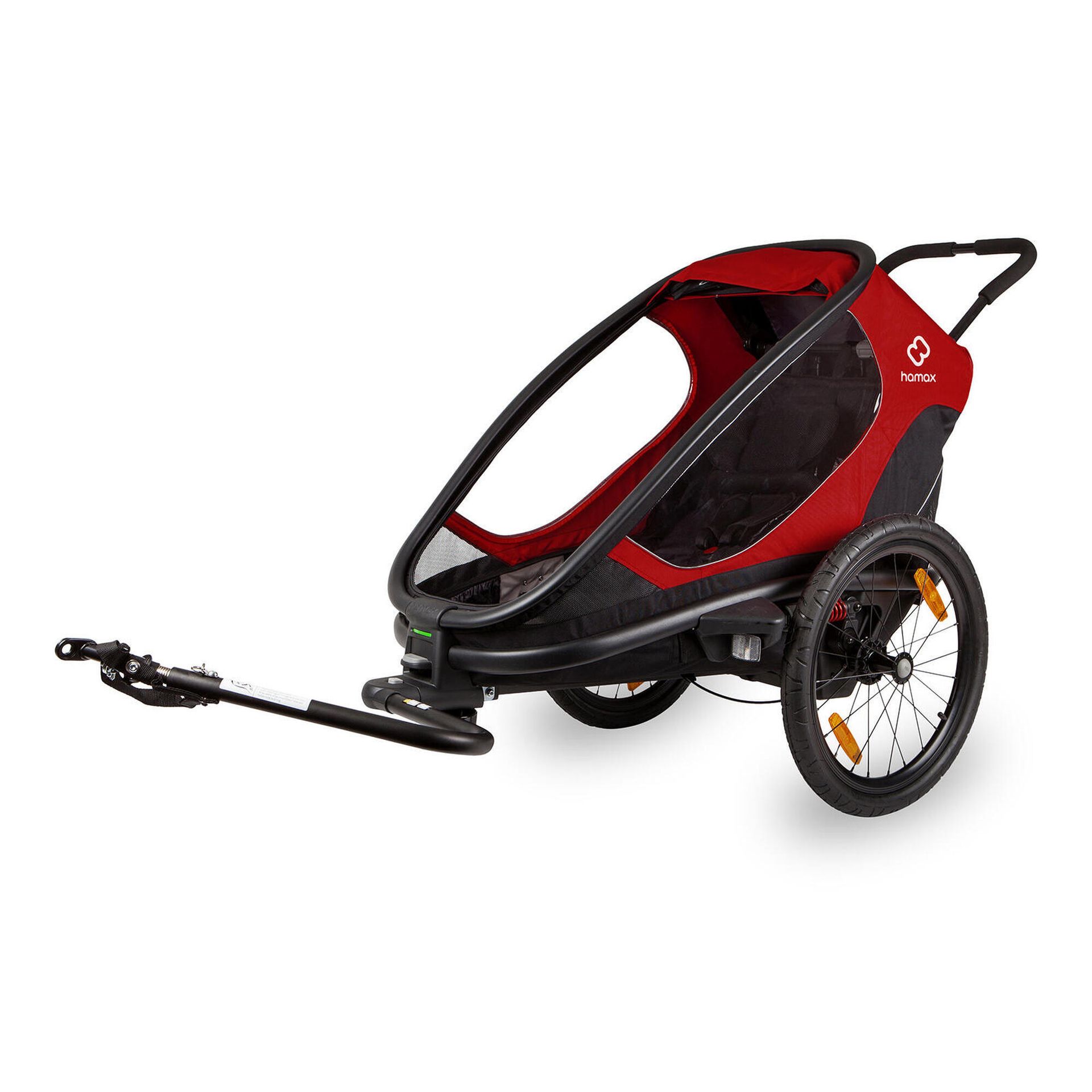 Hamax Outback One Bike Trailer incl. Bicycle Arm & Stroller Wheel, czerwony/czarny 2022 Przyczepki rowerowe dla dzieci HAM400065