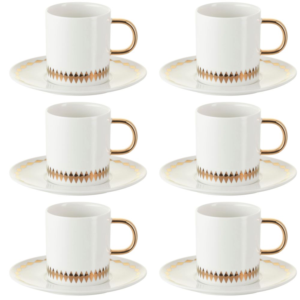 Komplet 6 filiżanek do kawy i herbaty porcelanowych 170 ml GAJA