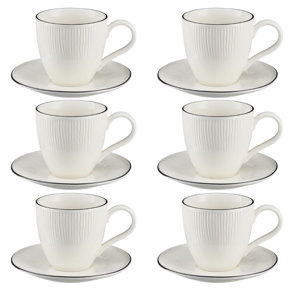 Komplet filiżanek porcelanowych 220 ml ze spodkiem BONITA BLACK