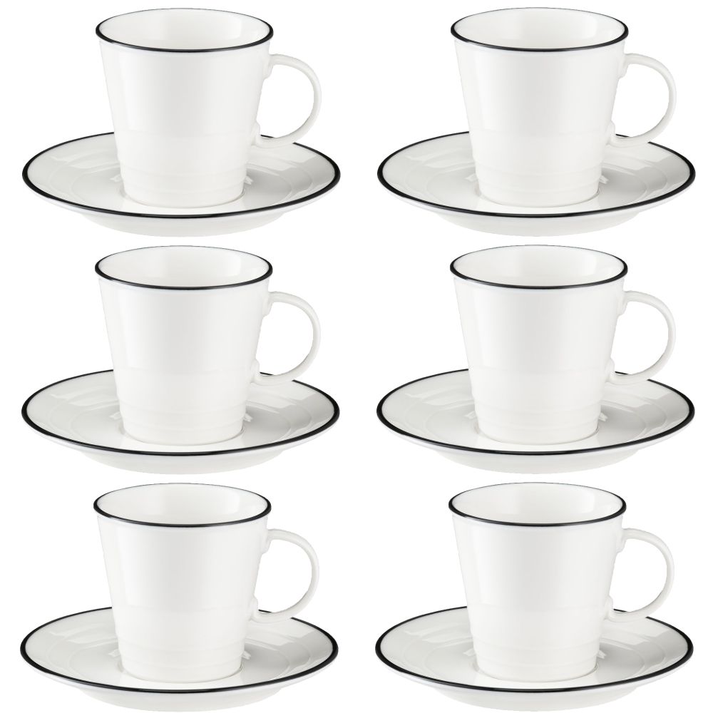 Komplet filiżanek porcelanowych do herbaty 250 ml 6 sztuk NOSTALGIA