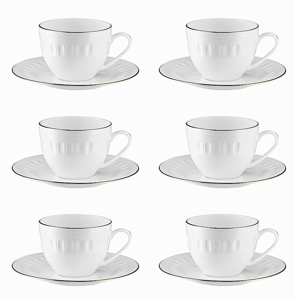 Komplet filiżanek porcelanowych 250 ml 6 sztuk MESYNA GOLD