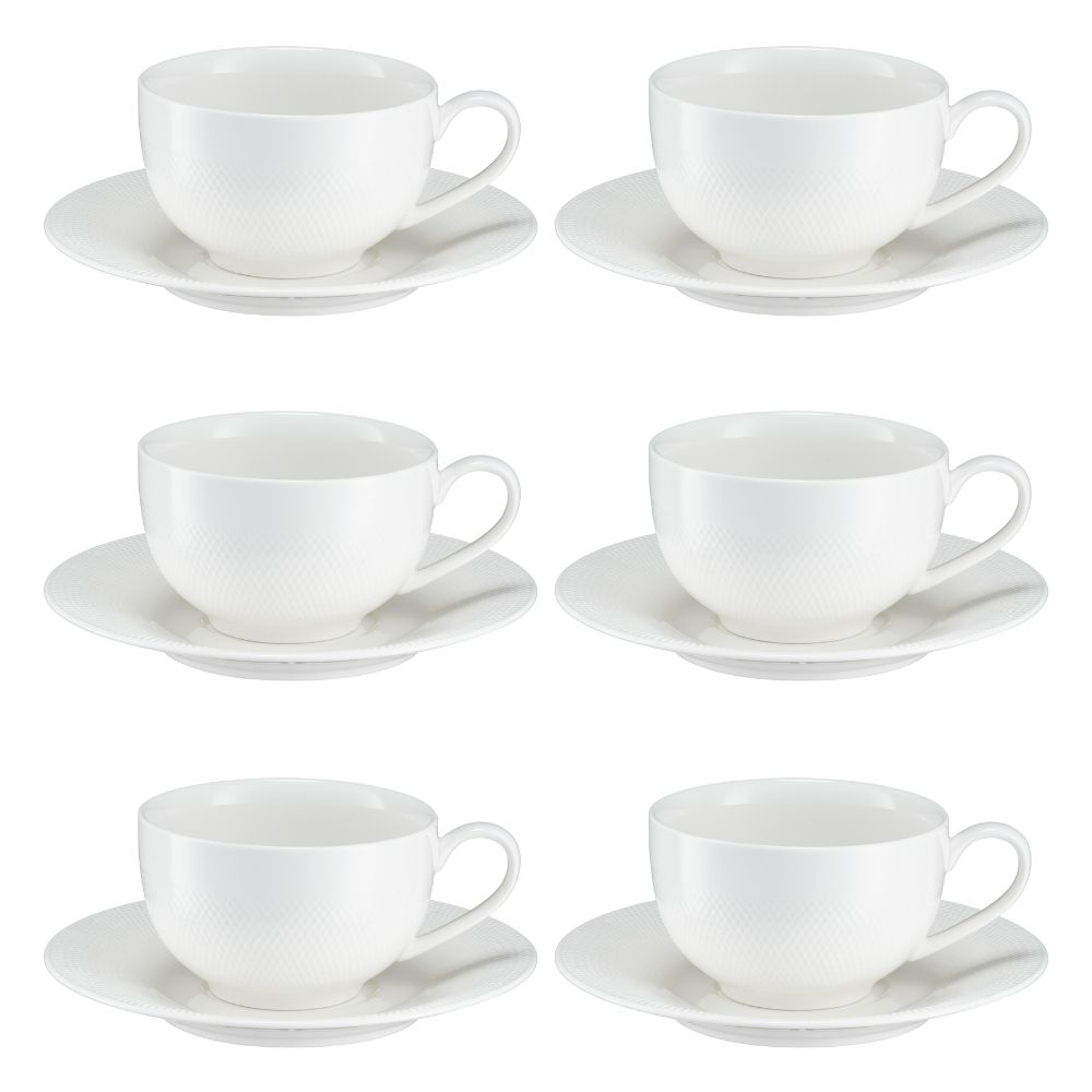 Komplet filiżanek do herbaty porcelanowych 220 ml 6 sztuk DAMALI