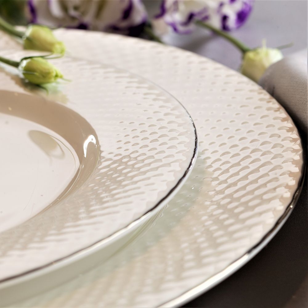 Serwis obiadowy porcelanowy Komplet talerzy na 6 osób BARI PLATIN