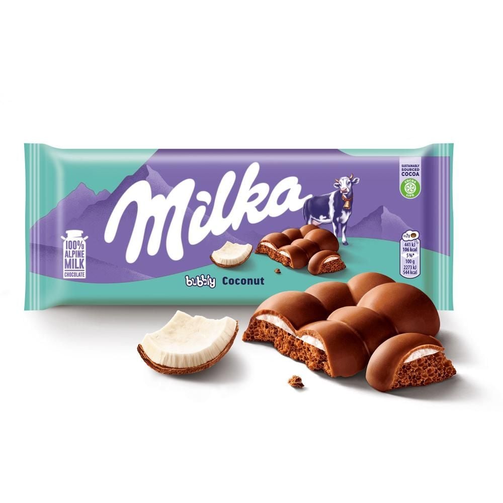 Milka Bubbly Czekolada mleczna z nadzieniem kokosowym 97 g