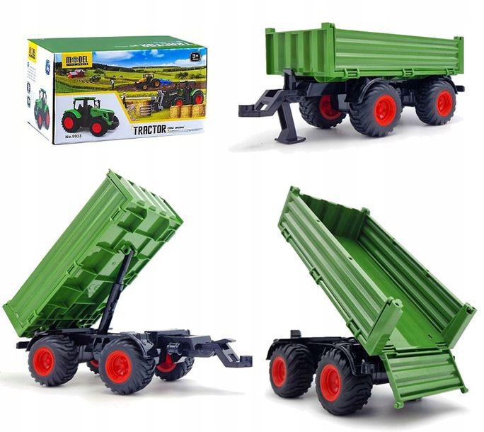 Przyczepa Rolnicza Zielona Naczepa Pojazd Przyczepka Traktor Zabawka