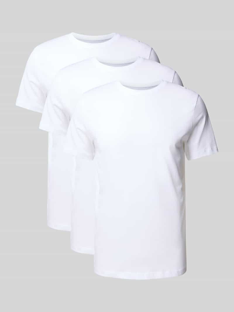 T-shirt o kroju regular fit z czystej bawełny w zestawie 3 szt.