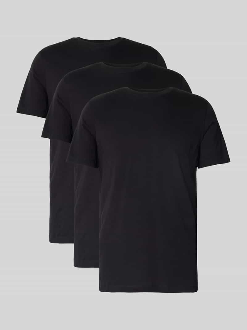 T-shirt o kroju regular fit z czystej bawełny w zestawie 3 szt.