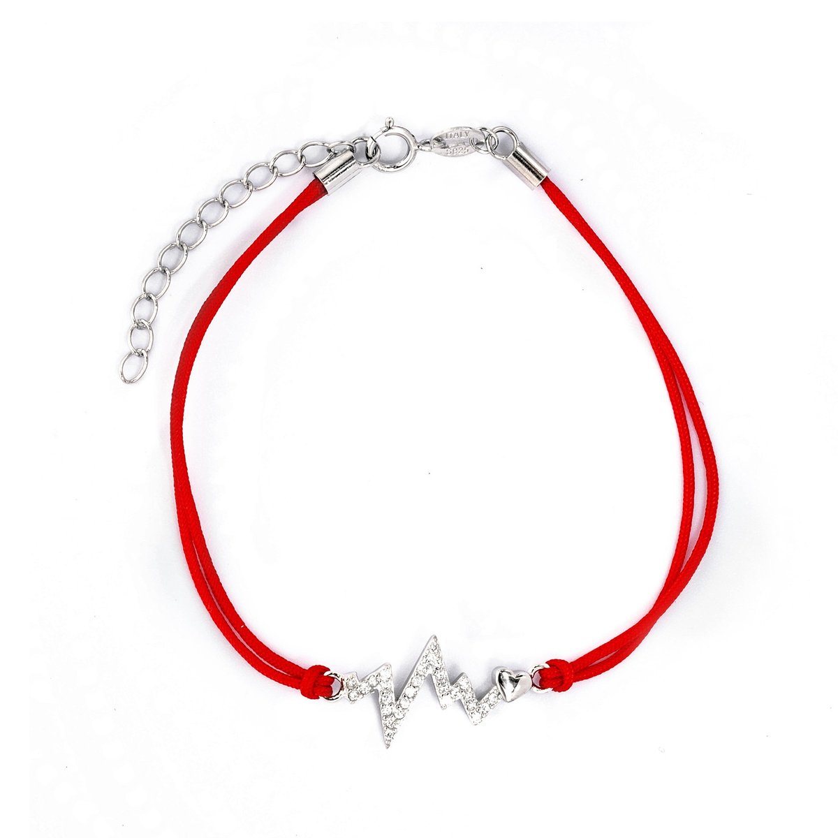 Srebrna bransoletka 925 Linia Życia Czerwony Sznurek