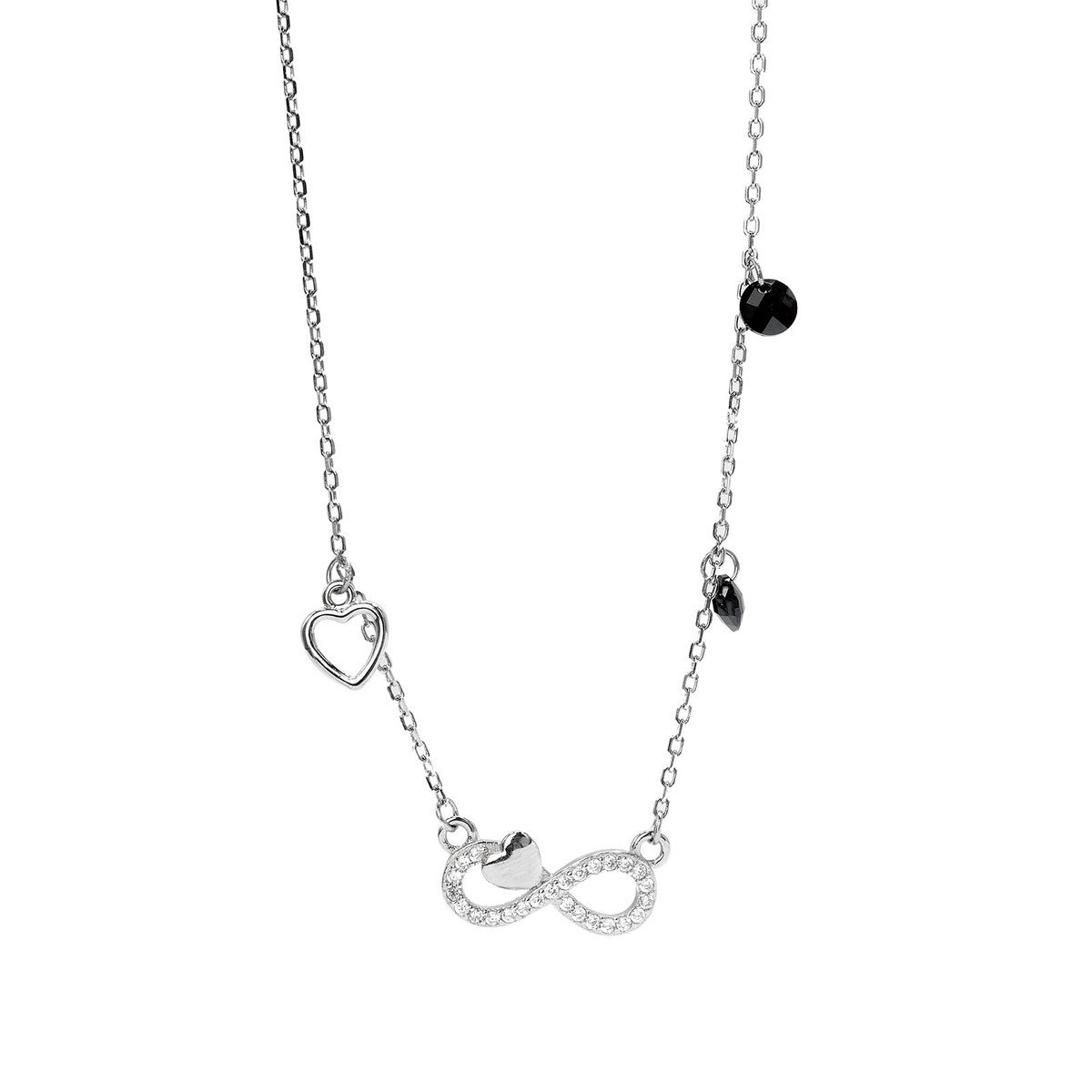 Srebrny naszyjnik 925 celebrytka skrzydlate serce onyks