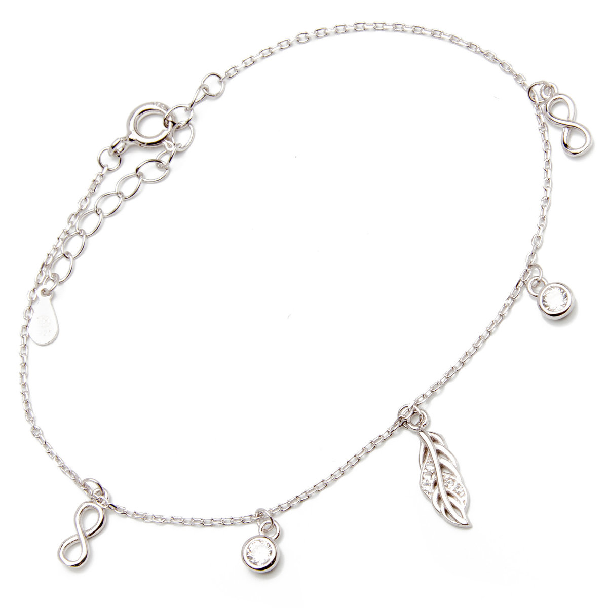 Srebrna Bransoleta listek z nieskończonością