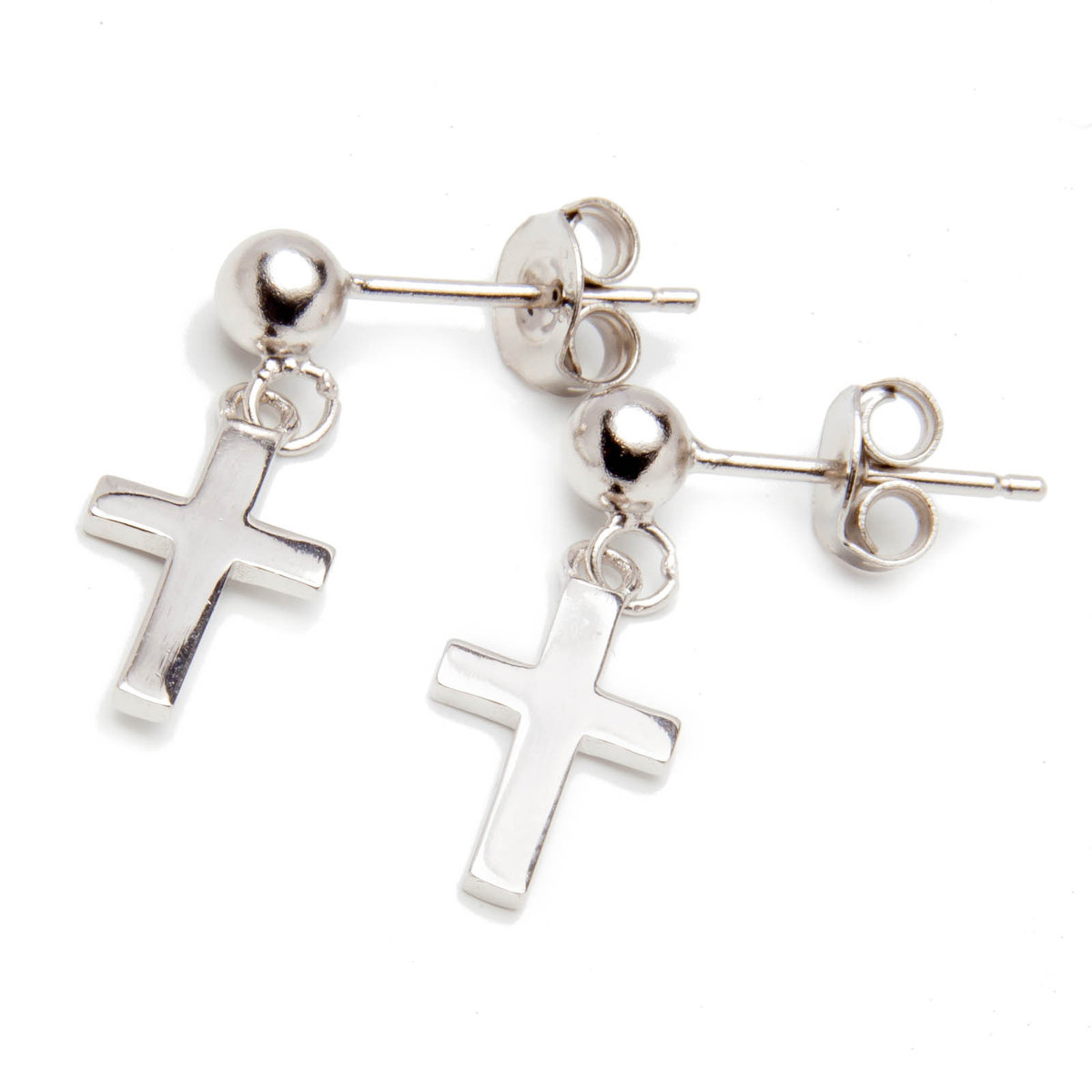 Srebrne kolczyki krzyżyk