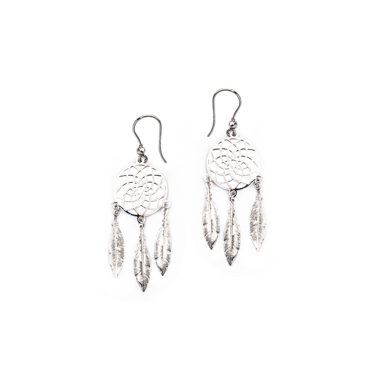 Srebrne kolczyki 925 Ażurowy łapacz snów