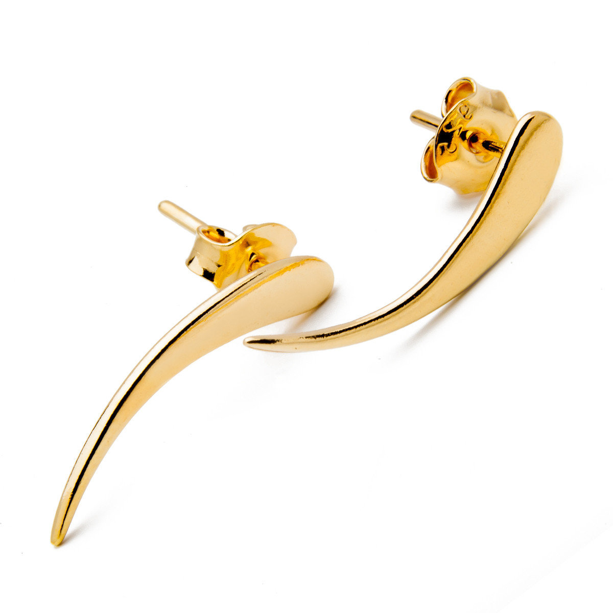 Srebrne pozłacane kolczyki łuk