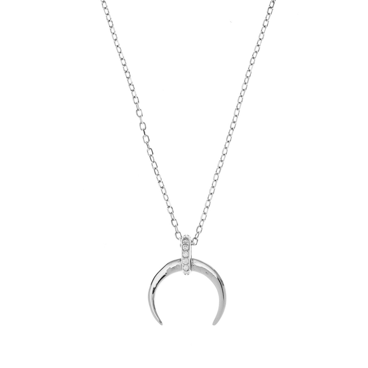 Srebrny naszyjnik 925 Półksiężyc z cyrkoniowym akcentem