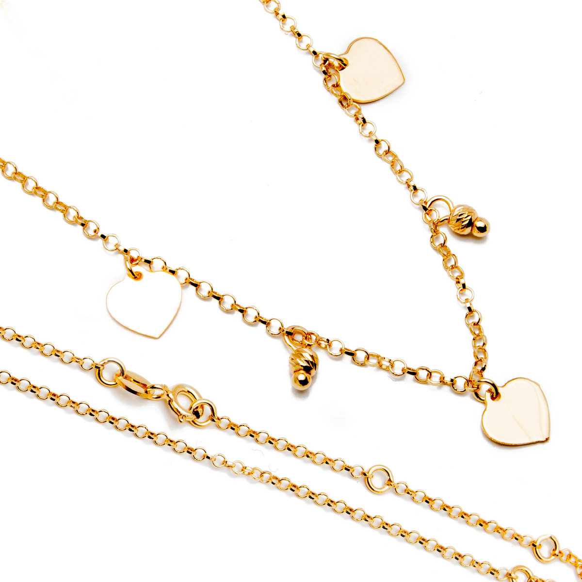 Srebrny pozłacany naszyjnik celebrytka serduszka