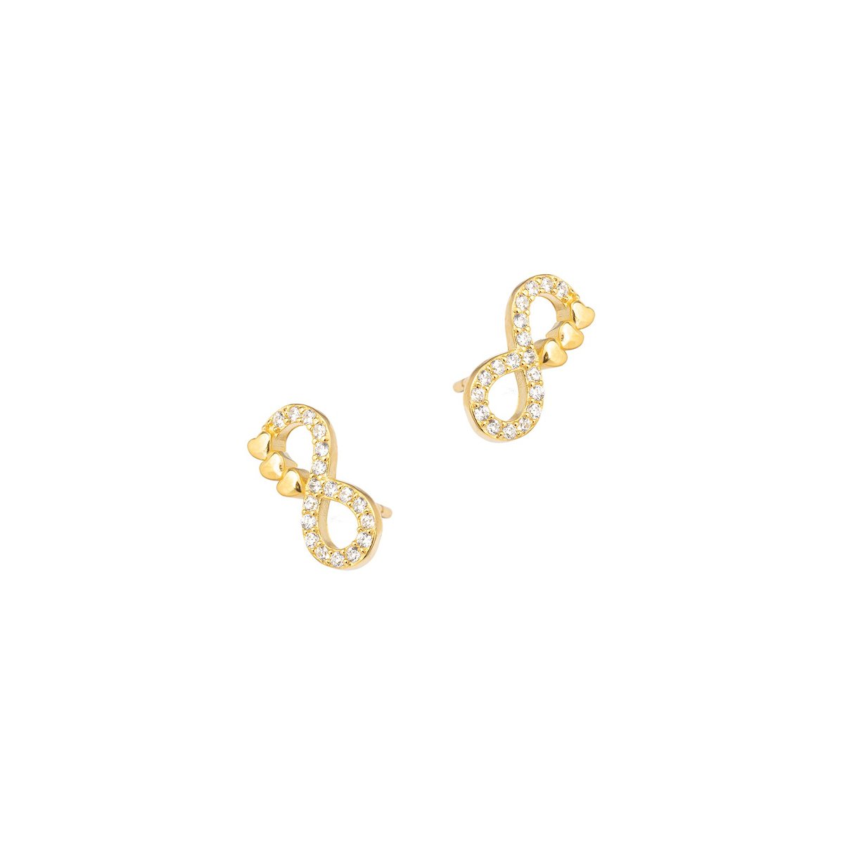 Srebrne pozłacane kolczyki 925 Nieskończoność Cyrkonie Sztyft