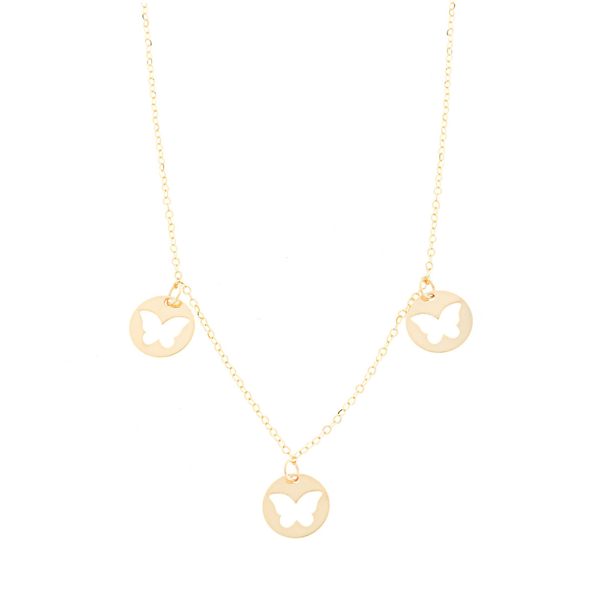 Złoty naszyjnik 585 Motyle celebrytka ankier