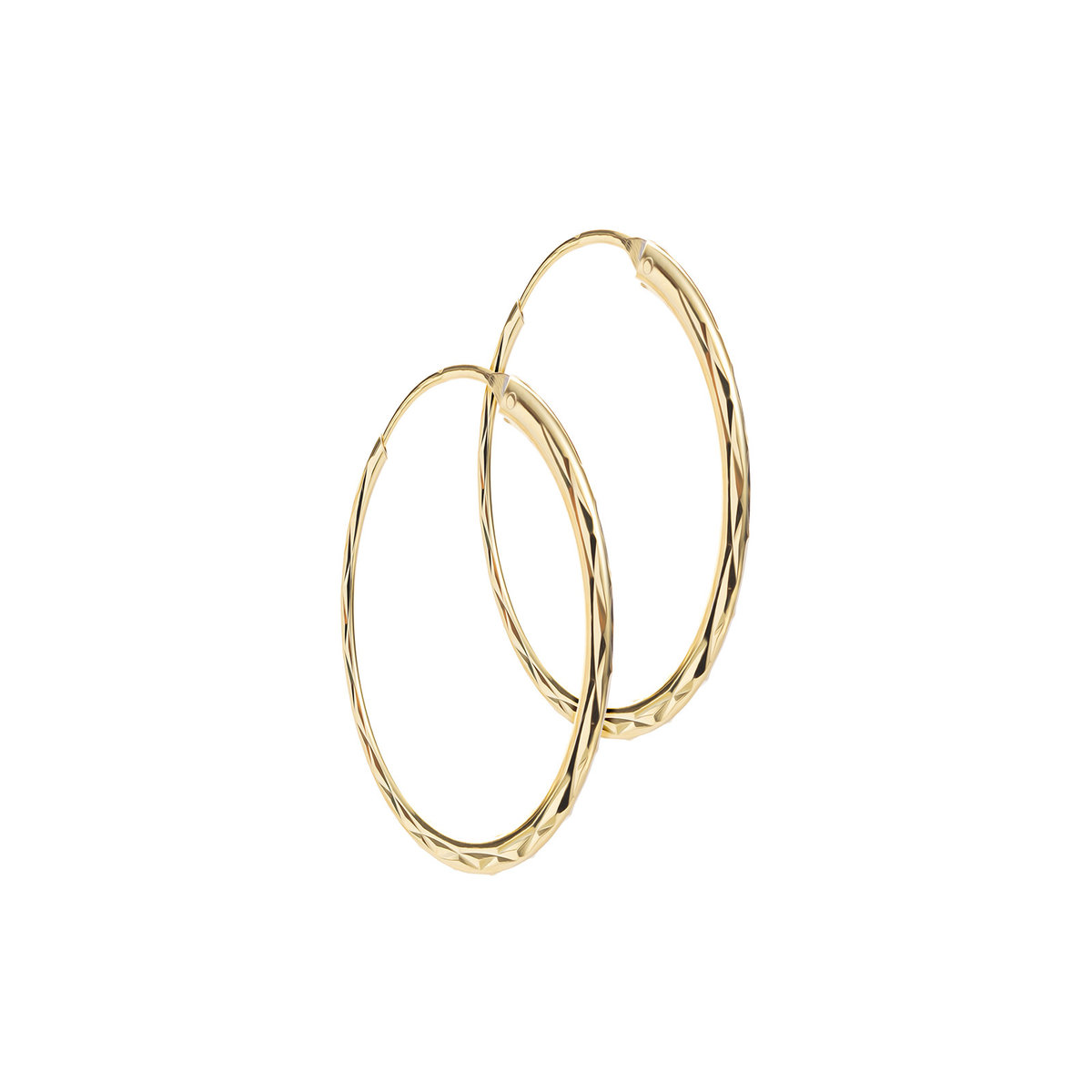 Srebrne pozłacane kolczyki 925 Koła diamentowane 25 mm