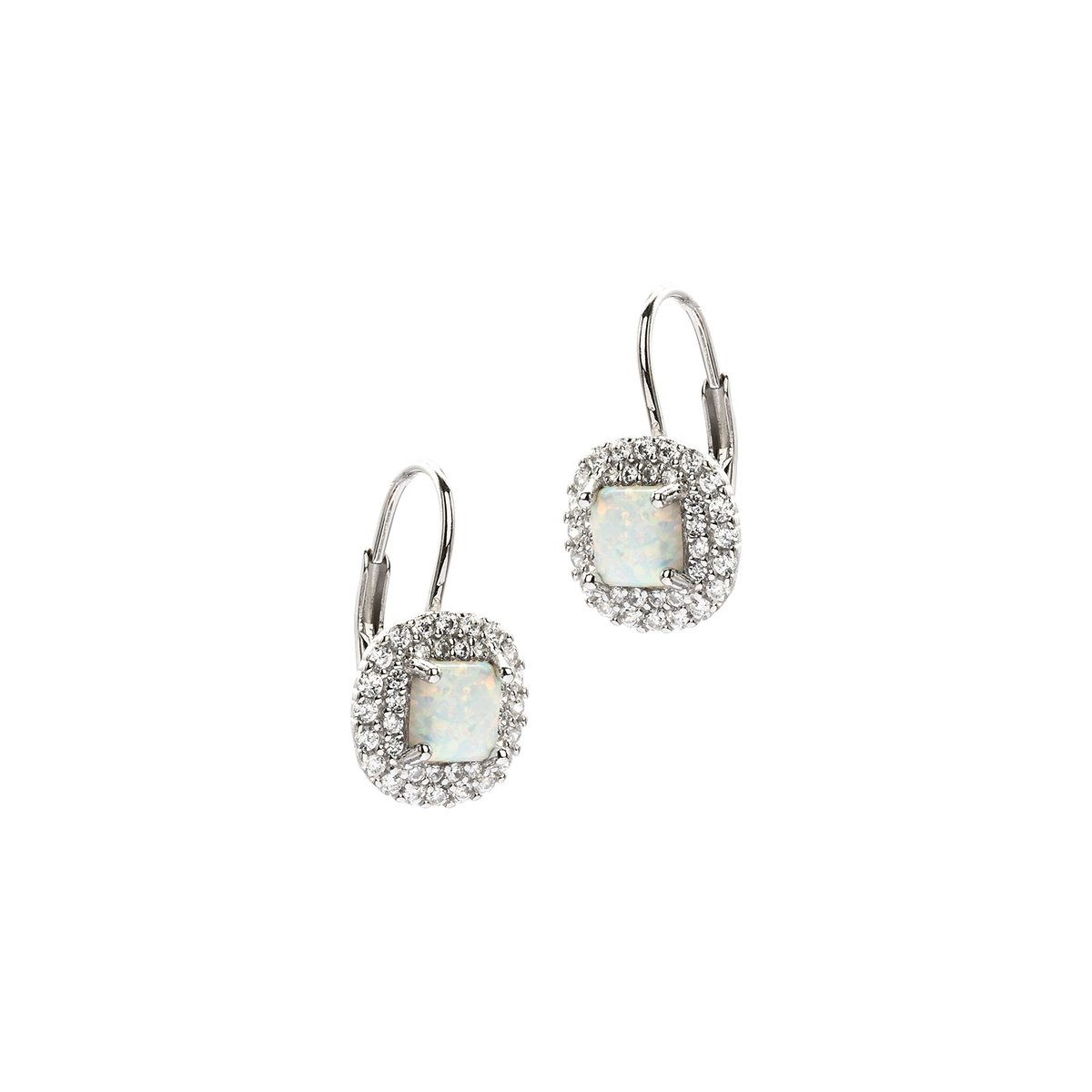 Srebrne kolczyki 925 White Opal bigiel