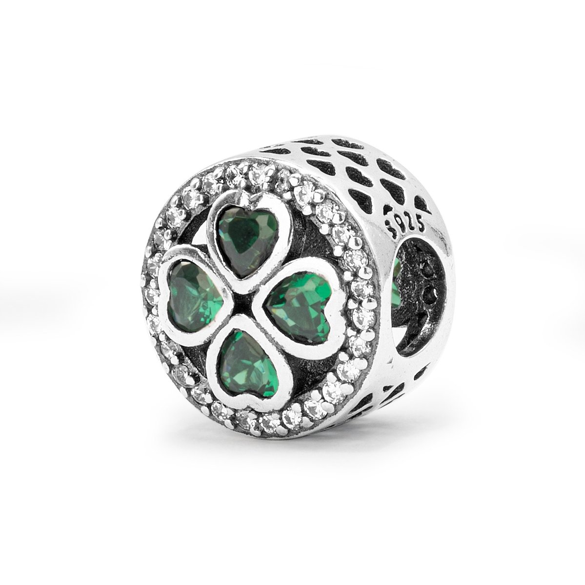 Srebrna zawieszka 925 Koniczynka Miłości zieleń