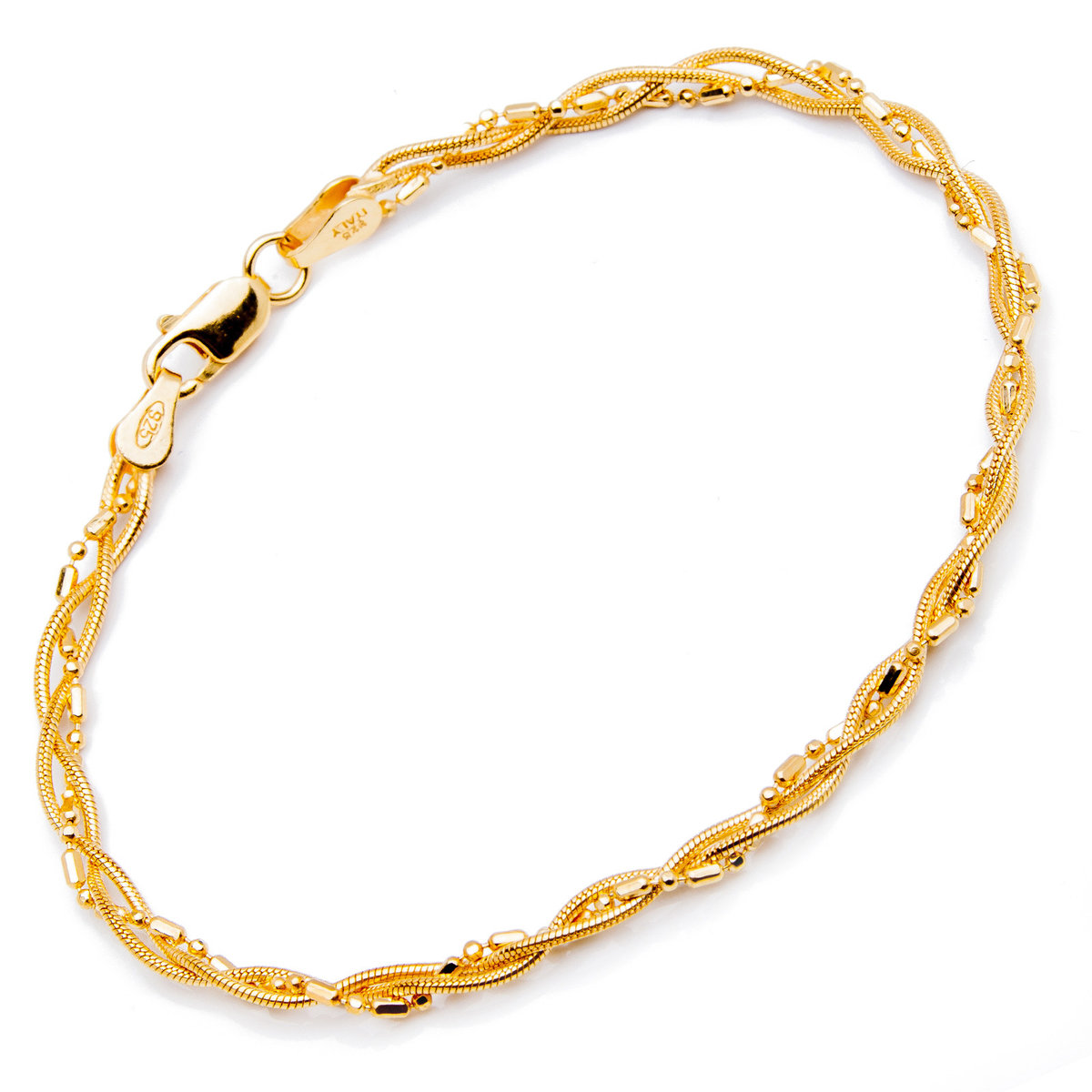 Srebrna pozłacana bransoletka pleciona