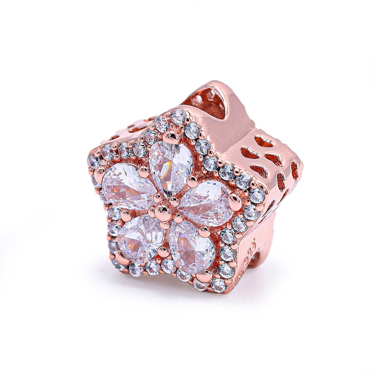 Srebrny charms pozłacany gwiazda cyrkonia