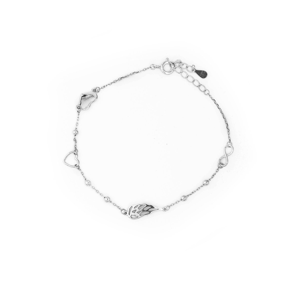 Srebrna bransoletka 925 Serca Skrzydło Nieskończoność