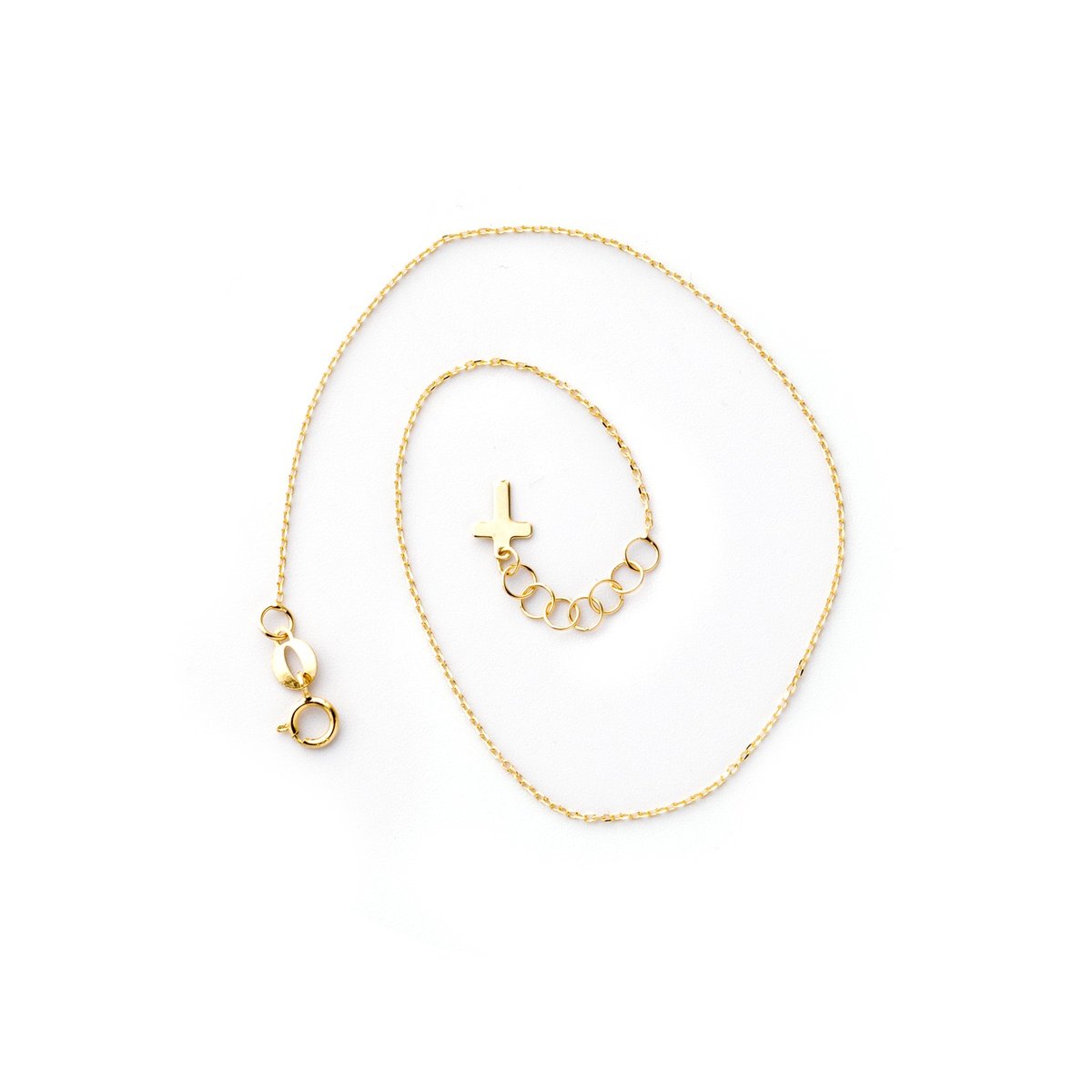 Złota bransoletka na nogę 585 Krzyżyk