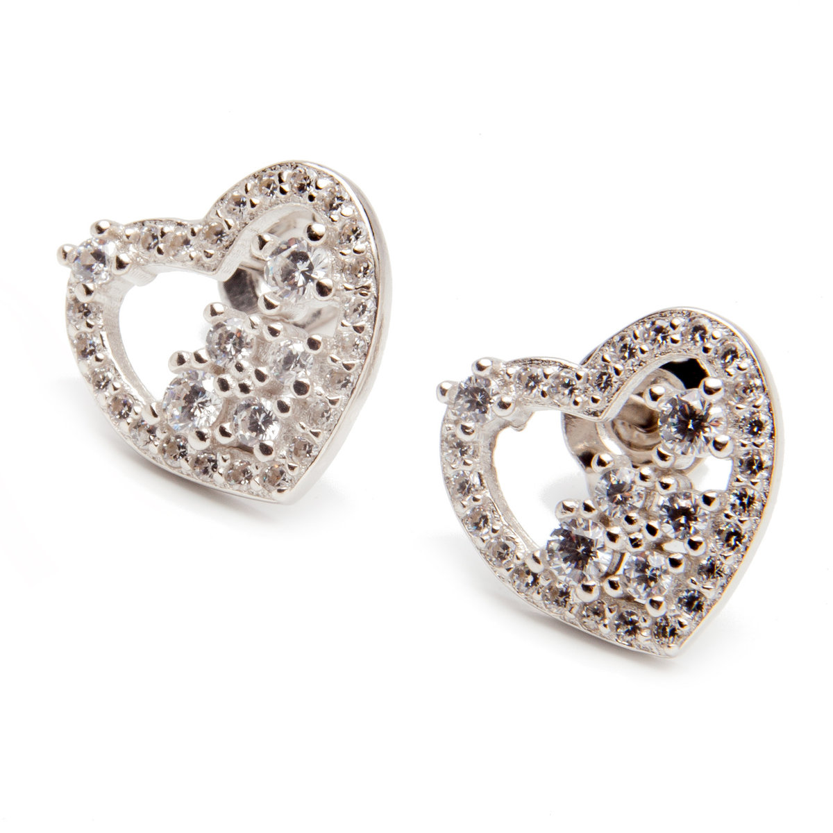 Srebrne kolczyki strukturalne serce