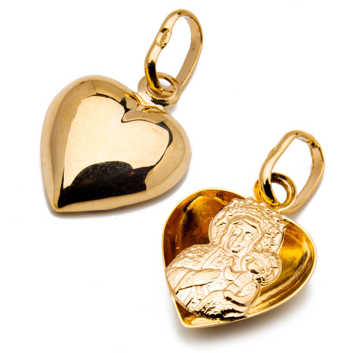 top Złoty medalik serduszko Matka Boska