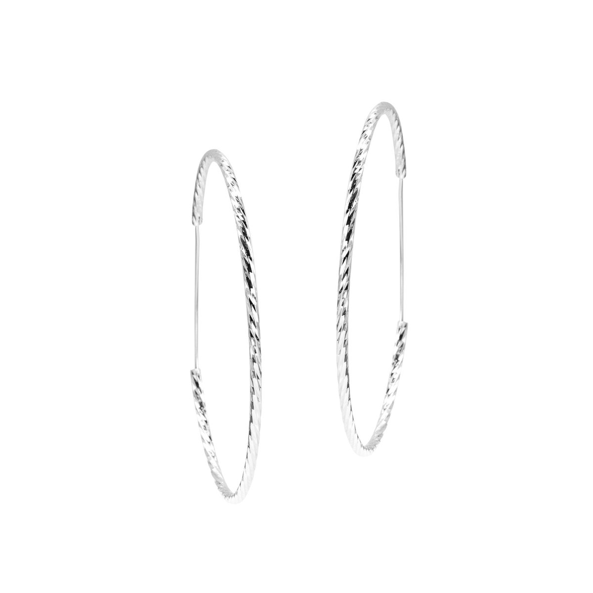Srebrne diamentowane kolczyki Koła 64 mm